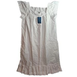 L White Cotton Alexander Del Rossa Nightgown Short Sleeve Prairie Cottage Core